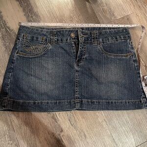 Hydraulic Dark Blue Denim Mini Skirt